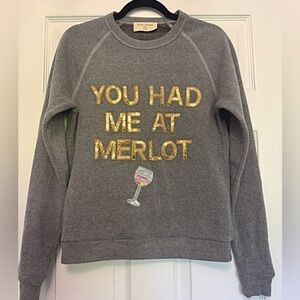 Bow & Drape You Had Me At Merlot Sequined Sweatshirt